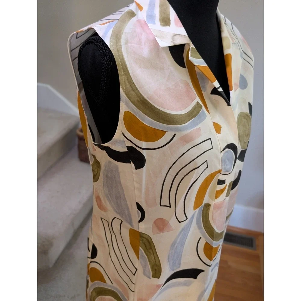 Lafayette 148 New York Rudy Abstract Mid Century Print Shift Dress Women's 2 EUC